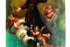Leonessa, Santuario, Ascesa di San Giuseppe a Collecollato, Autore Ignoto, olio su tavola, XIX sec.