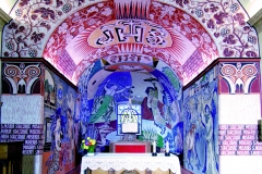 Leonessa, Convento dei Cappuccini, Chiesa Madonna di Loreto, abside, graffiti di Ugolino da Belluno, 1997.